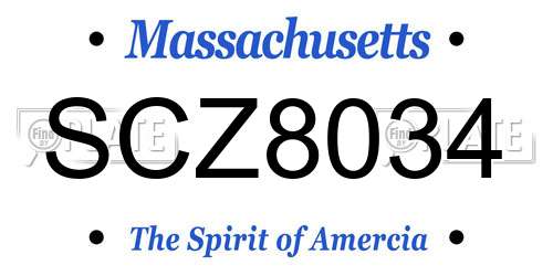 SCZ8034 Massachusetts License Plate