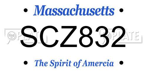 SCZ832 Massachusetts License Plate