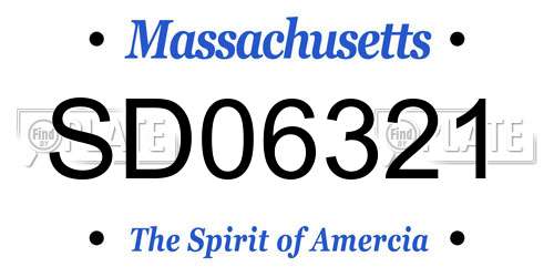 SD06321 Massachusetts License Plate
