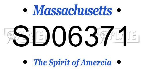 SD06371 Massachusetts License Plate