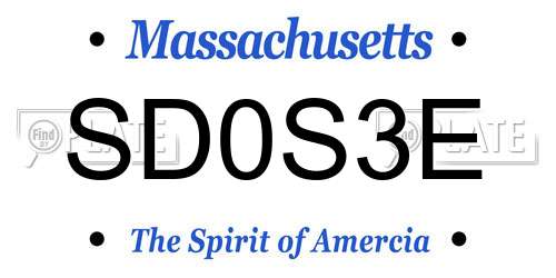 SD0S3E Massachusetts License Plate