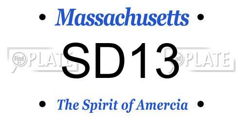 SD13 Massachusetts License Plate