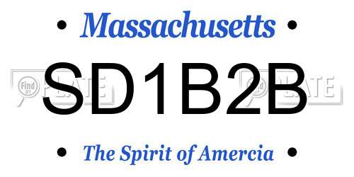 SD1B2B Massachusetts License Plate