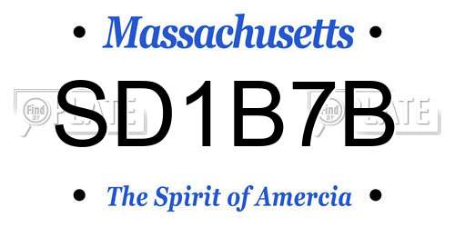 SD1B7B Massachusetts License Plate