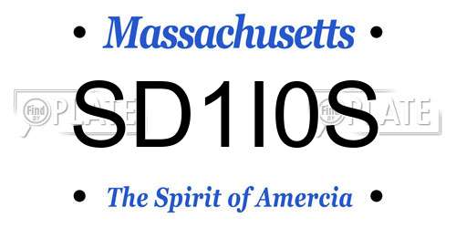 SD1I0S Massachusetts License Plate
