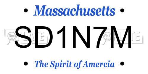SD1N7M Massachusetts License Plate