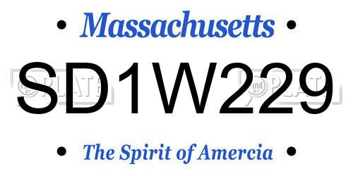 SD1W229 Massachusetts License Plate