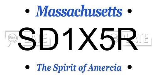 SD1X5R Massachusetts License Plate