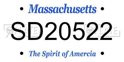 SD20522 Massachusetts License Plate