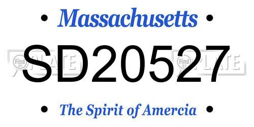 SD20527 Massachusetts License Plate