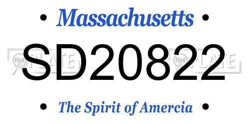 SD20822 Massachusetts License Plate