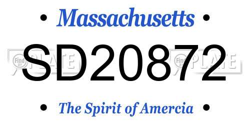SD20872 Massachusetts License Plate