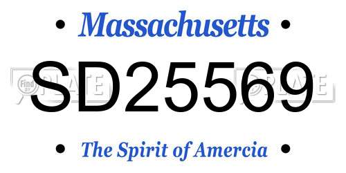 SD25569 Massachusetts License Plate