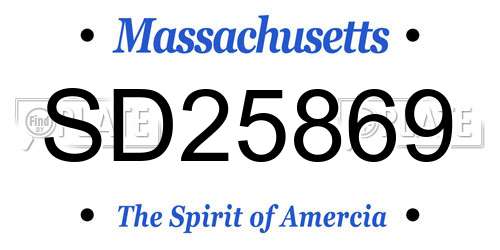 SD25869 Massachusetts License Plate