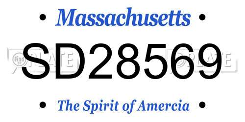 SD28569 Massachusetts License Plate
