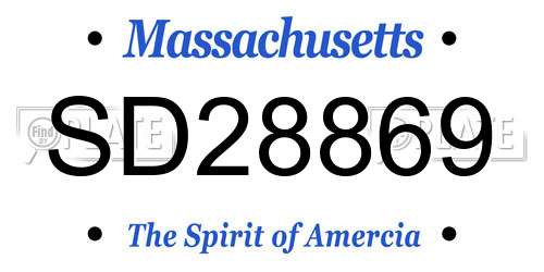 SD28869 Massachusetts License Plate