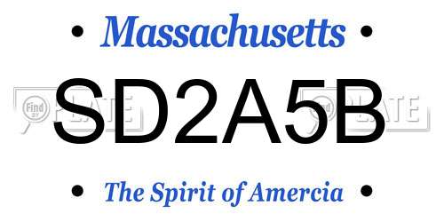 SD2A5B Massachusetts License Plate