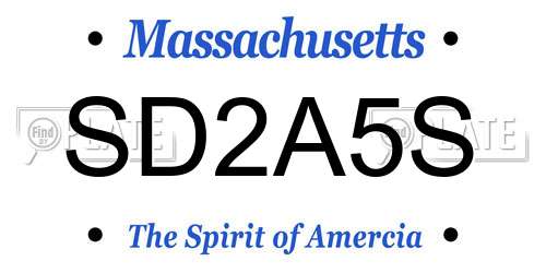 SD2A5S Massachusetts License Plate