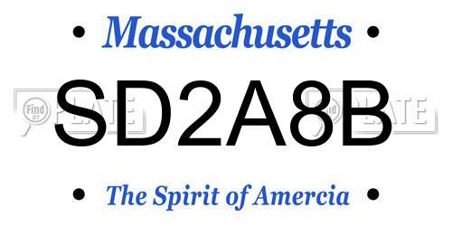 SD2A8B Massachusetts License Plate