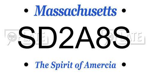 SD2A8S Massachusetts License Plate