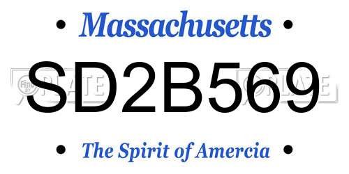 SD2B569 Massachusetts License Plate