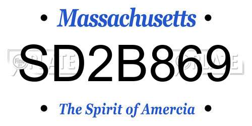 SD2B869 Massachusetts License Plate