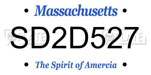 SD2D527 Massachusetts License Plate