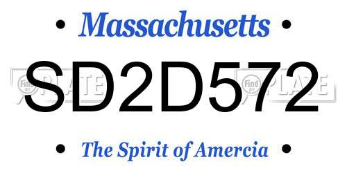 SD2D572 Massachusetts License Plate