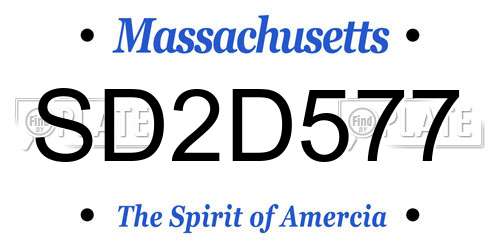 SD2D577 Massachusetts License Plate