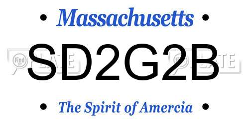 SD2G2B Massachusetts License Plate