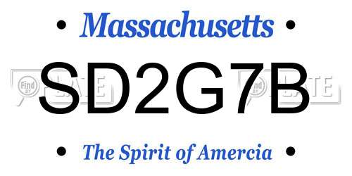 SD2G7B Massachusetts License Plate
