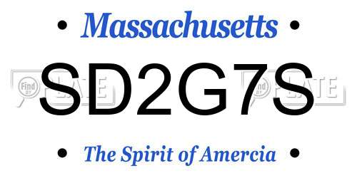 SD2G7S Massachusetts License Plate