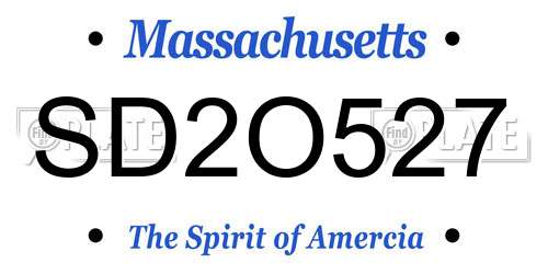 SD2O527 Massachusetts License Plate