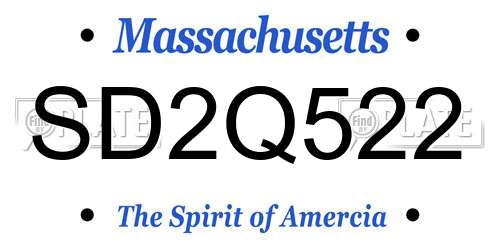 SD2Q522 Massachusetts License Plate