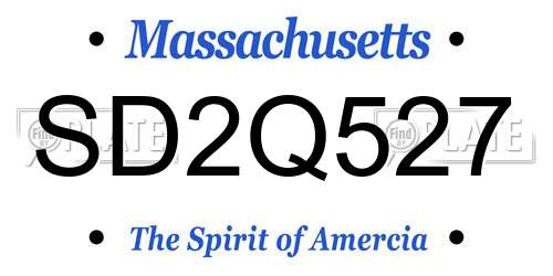 SD2Q527 Massachusetts License Plate