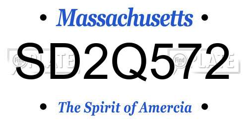 SD2Q572 Massachusetts License Plate