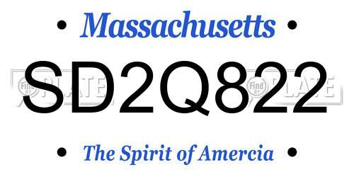 SD2Q822 Massachusetts License Plate
