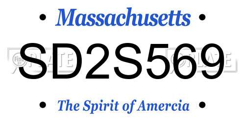 SD2S569 Massachusetts License Plate