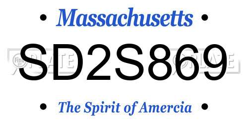 SD2S869 Massachusetts License Plate