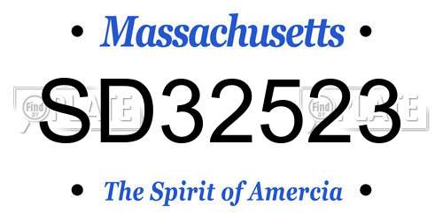 SD32523 Massachusetts License Plate