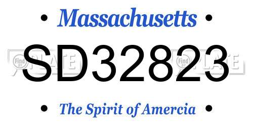 SD32823 Massachusetts License Plate
