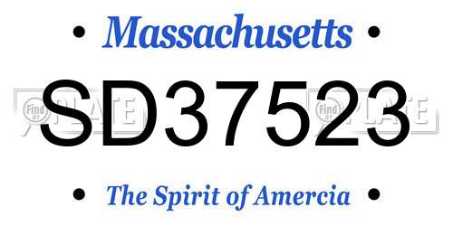 SD37523 Massachusetts License Plate