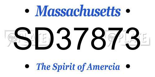 SD37873 Massachusetts License Plate