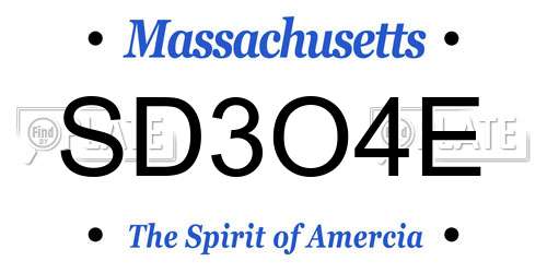 SD3O4E Massachusetts License Plate