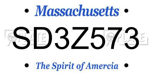 SD3Z573 Massachusetts License Plate