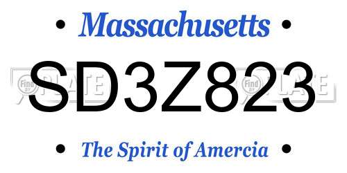 SD3Z823 Massachusetts License Plate