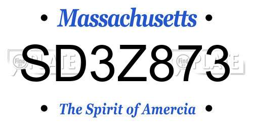 SD3Z873 Massachusetts License Plate