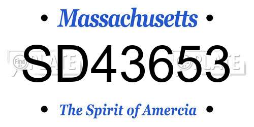 SD43653 Massachusetts License Plate