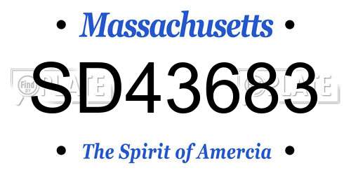 SD43683 Massachusetts License Plate