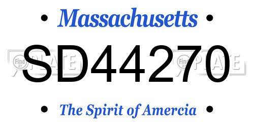 SD44270 Massachusetts License Plate